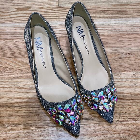 Neiman Marcus embellished shiny holographic pumps size 6 - Picture 1 of 6